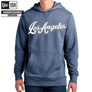 LOS ANGELES SCRIPT SEWN BLUE NEW ERA FRENCH TERRY HOODIE MLB Dodgers Baseball LA - Picture 1 of 4