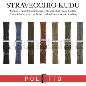 STRAVECCHIO Premium Kudu Antelope Leather Watch Strap by CINTURINI POLETTO Italy - Picture 1 of 16