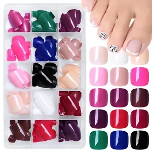 168pc Press on Toenails Women Fake Toe Nails with Glue Adhesive Tabs - Picture 1 of 6