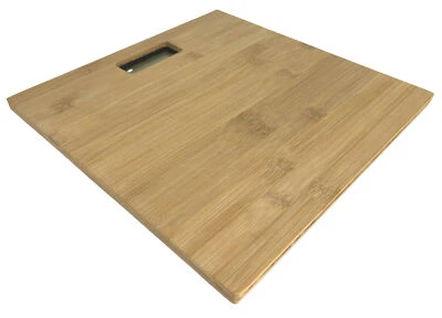 BURI Digitale Personenwaage aus Bambusholz 30x30cm Körperwaage LCD-Display bis 120kg