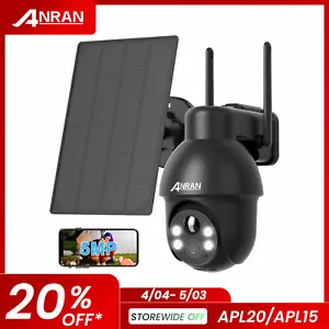 ANRAN 5MP Security Camera Battery Pan Tilt Outdoor PIR 2-Way Talk + Solar Panel - Picture 1 of 15