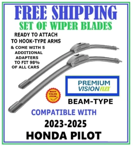 Wiper Blade Set Premium-Vision Beam-Type for 2023-2025 Honda Pilot - Picture 1 of 5