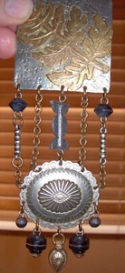 Vintage Marjorie Baer SF Mixed Metals & Bead Necklace Pendant MODERNIST Jewelry - Picture 1 of 8