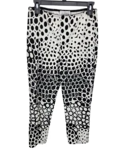 Joseph Ribkoff Pants Womens 8 Black White Circle Print Pull On Artsy Designer - Picture 1 of 7