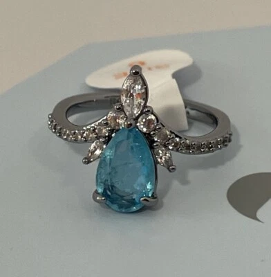 Bomb Party LOST WITHOUT YOU Aqua Blue Quartz on Hematite Size 6 RBP8209 - Image 1 of 4