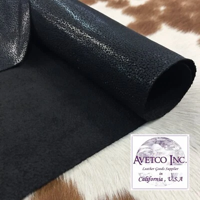 Black Stingray /Meteor Embossed Cow Leather 3 oz Rough Cut by the Square Foot - Image 1 of 4