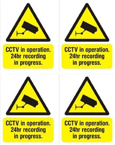 CCTV warning sticker X 4 security sign 5cmx4cm safety video recording - Picture 1 of 1