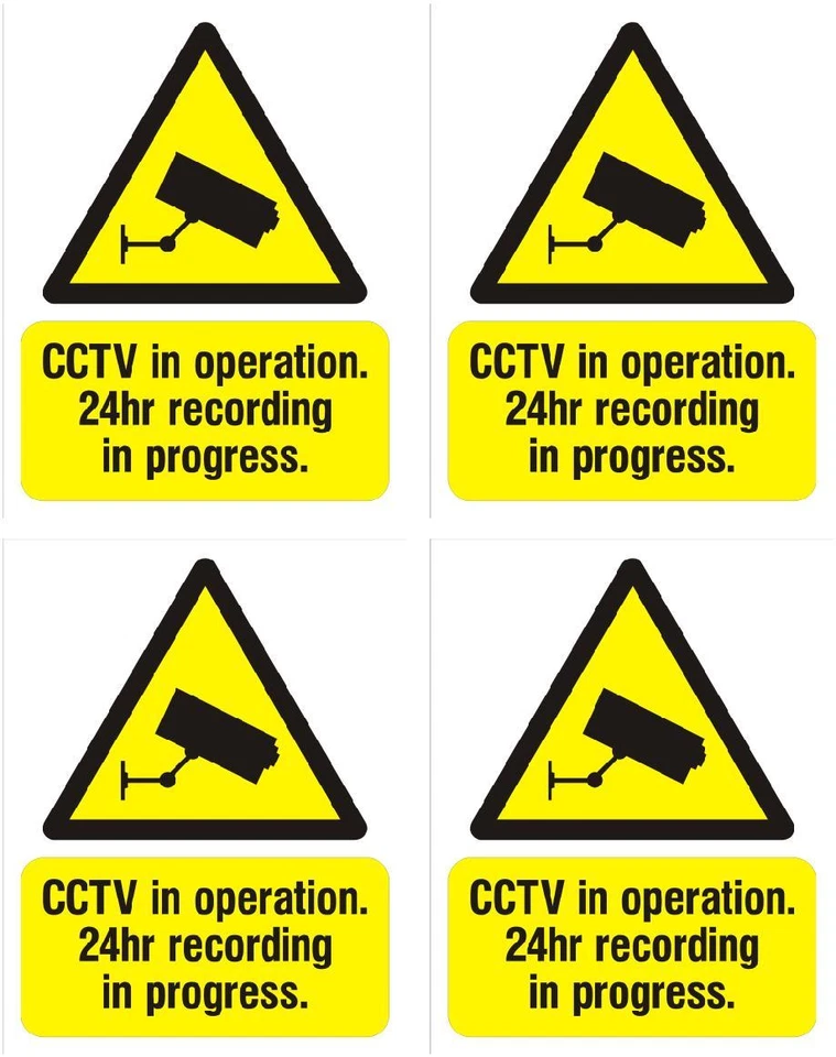 CCTV warning sticker X 4 security sign 5cmx4cm safety video recording - Image 1 of 1