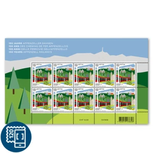 Swiss - 150 years Appenzell Railways - 10 stamps sheetlet - Picture 1 of 1