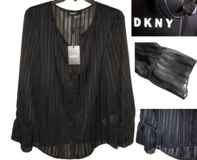 NUEVO CON ETIQUETAS DKNY Donna Karan Blusas básicas para mujer negras talla S - $89.00 Foto 1 de 4