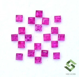 2x2x1.5MM Rubí Natural Corte Cuadrado Facetado Lote 20 PC 1.44 Cts Suelto Gemas - Picture 1 of 8