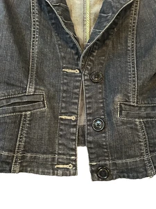 CAbi Denim Jean Jacket Blazer Alternative Gilmore Girls Sz XS Pleated Lapels - Picture 1 of 7