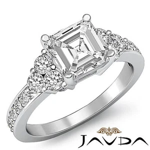 Anillo de compromiso con pavé de diamantes conjunto de 3 piedras Asscher certificado por GIA I VS2 1,5 quilates - Imagen 1 de 5