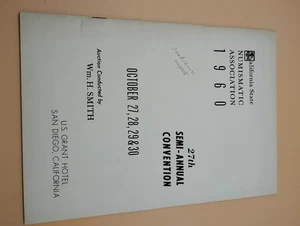 1960 Numismatic Assoc Kalifornien San Diego Grant Hotel Wm Smith Auktionsbuch - Bild 1 von 8