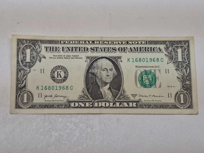 16 AUG 1968, BIRTHDAY NOTE K 16 8 01968 C 1$ One Dollar Bill FANCY SERIAL NUMBER - Image 1 of 4