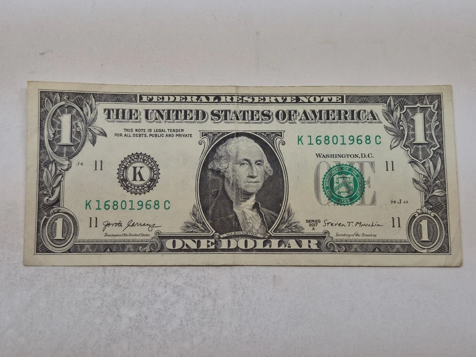 16 AUG 1968, BIRTHDAY NOTE K 16 8 01968 C 1$ One Dollar Bill FANCY SERIAL NUMBER - Image 1 of 4