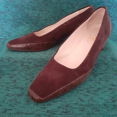 ZAPATOS MUJER JOAN & DAVID HECHOS A MANO EN ITALIA MARRÓN OSCURO GAMUZA CUERO TALLA 10 EE. UU. Foto 1 de 4