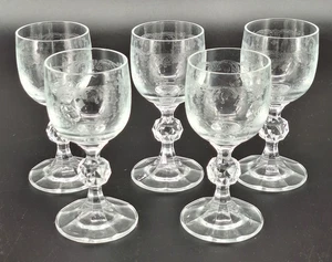 Vintage Bohemian Czech Etched Cordial Glasses 3 oz Liquor Cordials Set of 5 - Picture 1 of 9