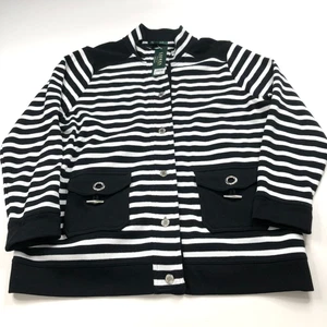 Lauren Ralph Lauren NEW Plus 2X Sailor Yacht Button Mock Sweater Black - Picture 1 of 9