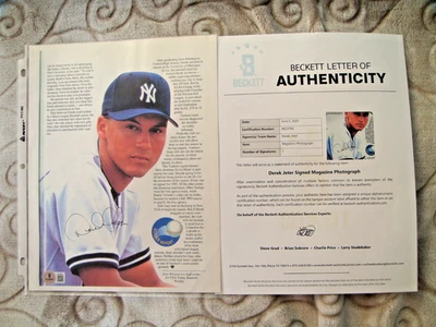Derek Jeter baseball signed autograph photo publication page Beckett certified - Image 1 of 3