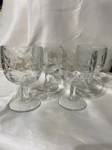 4 Vtg B. Collins Goblet Clear Thumbprint/Wavy Pattern Heavy Thick Glass - Picture 1 of 9