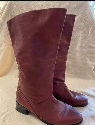Botas para mujer Markon de cuero rojo borgoña Shelly hasta la rodilla talla 8,5 M Foto 1 de 4