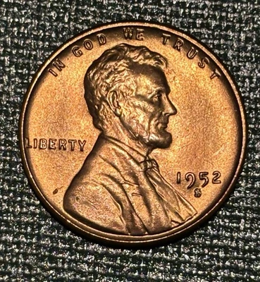 Excelente centavo de trigo Lincoln 1952-S rojo sin circular Foto 1 de 2