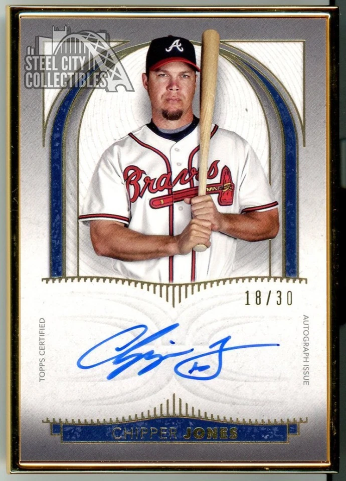 Chipper Jones 2021 Topps Definitive Framed Autograph Card #DCFA-CJ 18/30 - Image 1 of 2