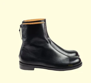 NEW-Handmade Men's Black Back Zipper Ankle High Leather Boots For Men-ALL SIZE - Picture 1 of 5