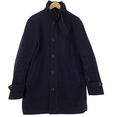 G-Star Coat Men Winter Button Front Long Blue Garber Wool Trench Lr1 Size L - Image 1 of 4