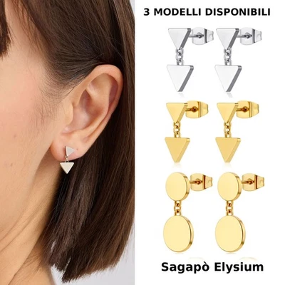 Sagapo Orecchini Donna Acciaio e dorato Pendenti Cerchio Triangolo S'agapo - Immagine 1 di 2