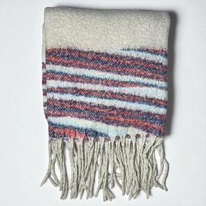 Natural Life Boho Wohndecke bunt gestreift Fransen weich kuschelig 64x49 - Bild 1 von 4