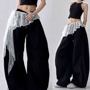 See Through Lace Up Ruffles Skirt Embroidered Flower Ruched Skirts - Picture 1 of 13