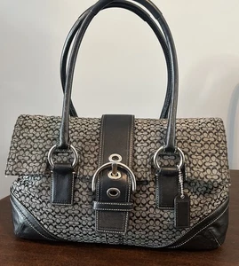 Coach Soho Signature Shoulder Bag F10929 Canvas Satchel Handbag Leather Purse - Picture 1 of 19