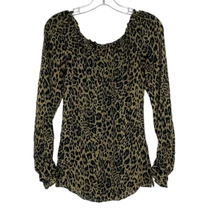 Express cheetah leopard print sheer blouse women's size 5/6 100% silk *pull - Picture 1 of 11