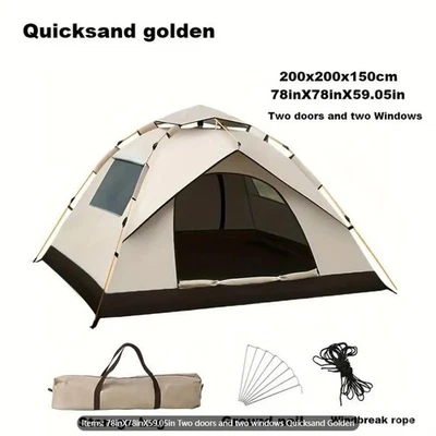 Tienda Pop Up Impermeable Ligera Portátil Domo con Ventanas para Camping 2-3 Personas Foto 1 de 4