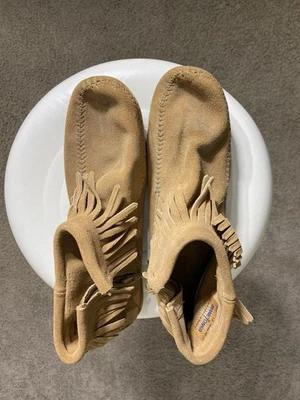 Minnetonka Mocasines Gamuza Cremallera Botas Talla 11 Para Mujer Poco Uso Foto 1 de 4