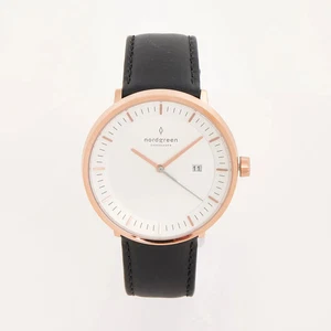 Nordgreen Philosopher Herrenuhr 40 mm Roségold Schwarz Lederarmband - Bild 1 von 5