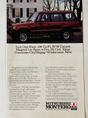 1989 Mitsubishi Montero Print Ad Wilderness - Image 1 of 2