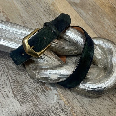 Talbots Vintage Suede Black Watch Plaid Leather Belt Size Medium - Image 1 of 4