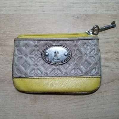 Fossil Small Coin Purse 1 Card Holder Zipper Mustard Color - Image 1 of 3