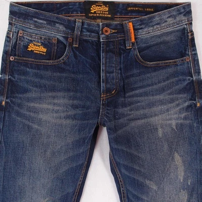 Hommes SuperDry COPPERFILL LOOSE Détendu Straight Bleu Jeans W32 L34 - Photo 1/4
