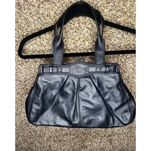 Coach Garnet F13914 Schultertasche Leder Plissee Schwarz Drehverschluss - Bild 1 von 14