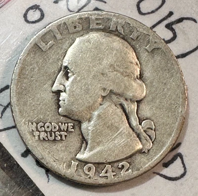 1942-D Doubled Die Obverse FS-101 Washington Quarter Nice Original Good+ CHRC - Image 1 of 2