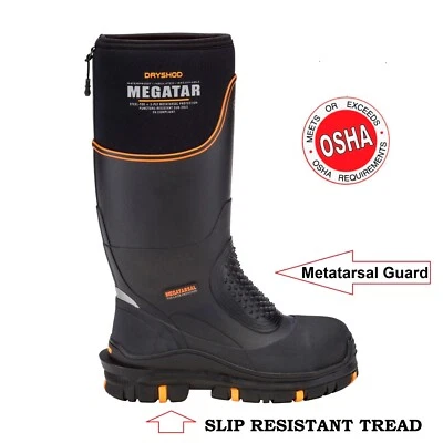 Dryshod Size 7-15 MEGATAR Steel Toe Extreme Protection Metatarsal Boot MEG-MH-BK - Image 1 of 4