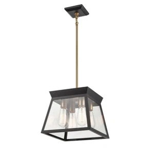 Artcraft Lucian 12" Diameter 4 Light Chandelier, Black/Brass/Clear - AC11851BK - Picture 1 of 1