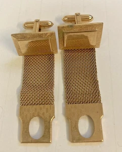 Set gemelli da uomo vintage Hickok tonalità oro metà secolo MCM rete avvolgente intorno - Foto 1 di 3