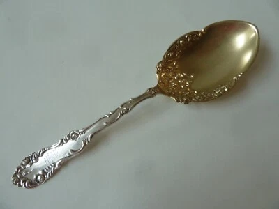 小纯银服务勺,毛巾旧英语图案,GILT BOWL,PAT。 1892 — 第 1/4 张图片