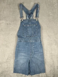 Salopette Gap donna taglia grande denim taglio salopette pantaloncino blu orlo grezzo - Foto 1 di 14