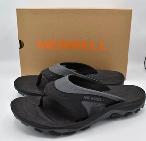 Merrell Mens Size 10 Huntington Sport Black Flip Flop Thong Sandals Shoes - Picture 1 of 11